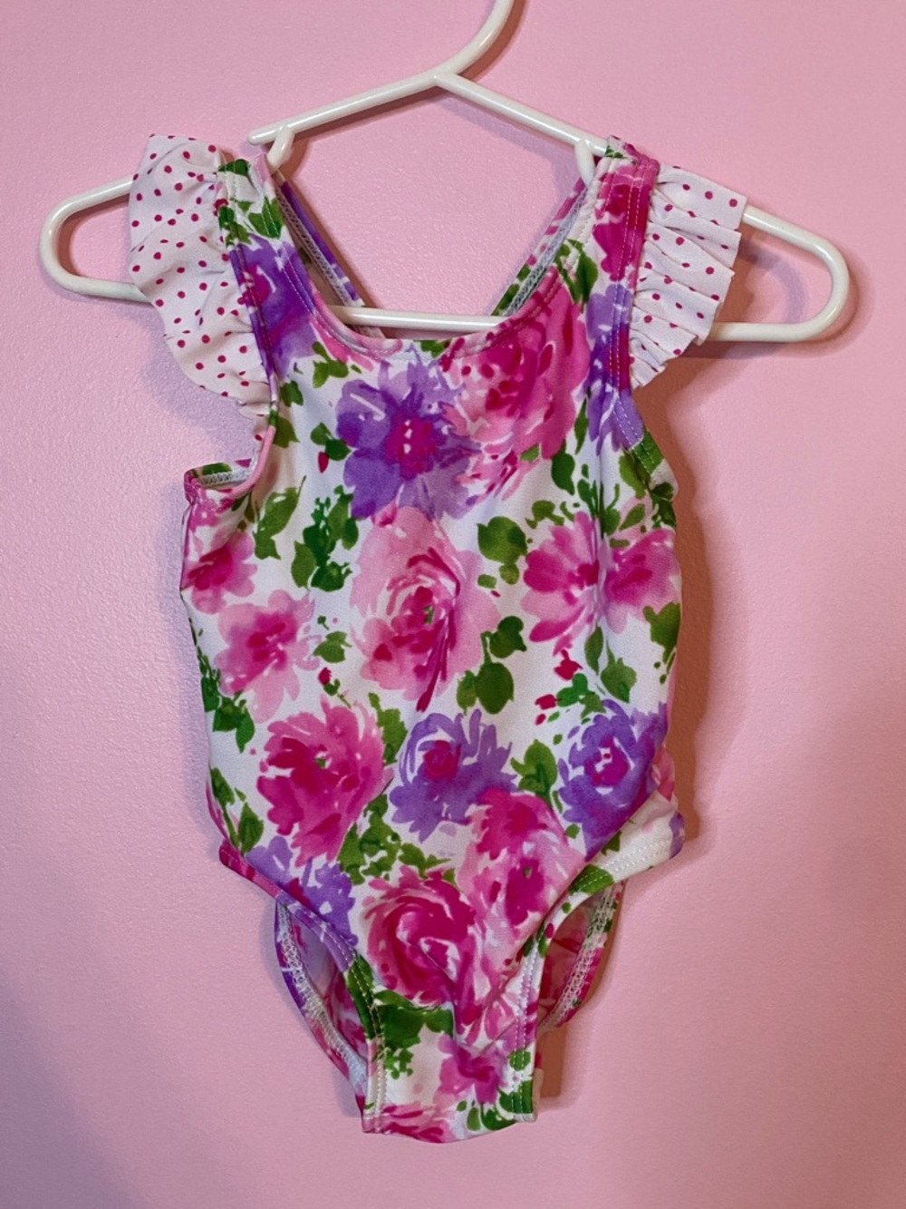 Shade & Shore Pink Purple Floral Kids One-Piece Swimsuit
